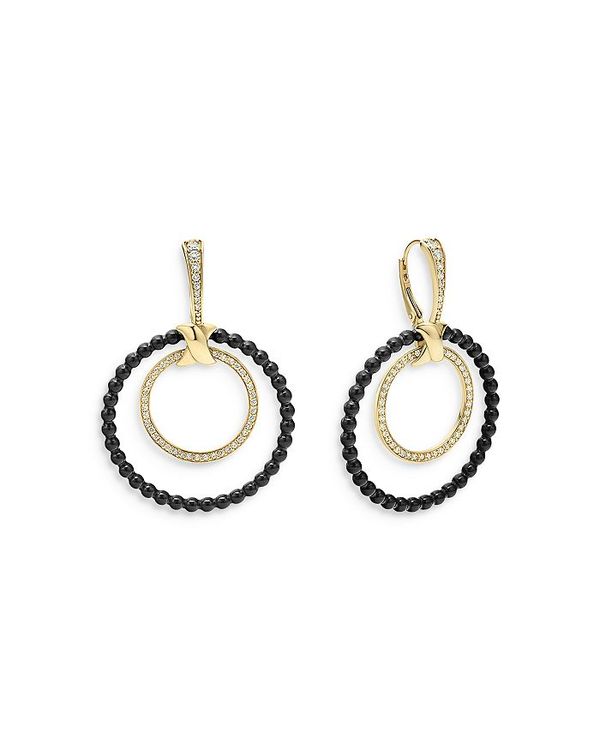 ラゴス レディース ピアス・イヤリング アクセサリー 18K Yellow Gold Caviar Ceramic Hoop Earrings with Diamonds Gold