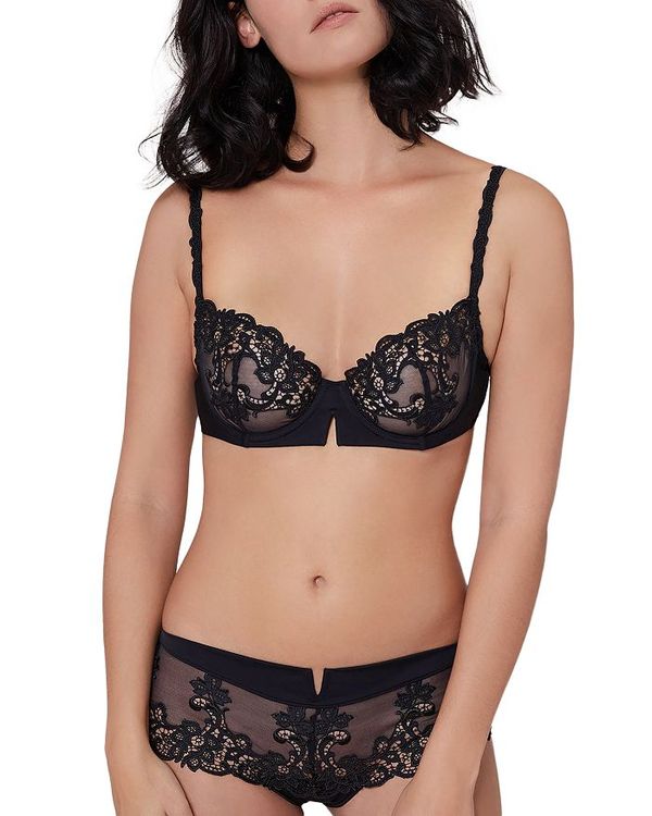 シモーヌペレール レディース ブラジャー アンダーウェア Simone P&eacute;r&egrave;le Saga Lace Mesh Demi Bra Black/Black 3