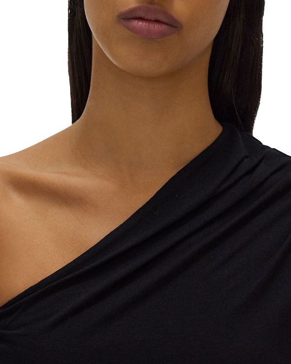 高麗笛樹脂製 ヘルムート ラング レディース ワンピース トップス Ruched One Sleeve Dress Basalt Black お買い得 ワンピースレディースファッション Insolite Guadeloupe Voyage Com