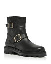 ジミーチュー レディース ブーツ・レインブーツ シューズ Women's Youth II Double Buckle Pull On Booties Black Leather(4)