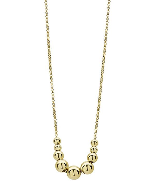 ラゴス レディース ネックレス・チョーカー・ペンダントトップ アクセサリー 18K Yellow Gold Caviar Gold Graduated Bead Center Chain Necklace, 16