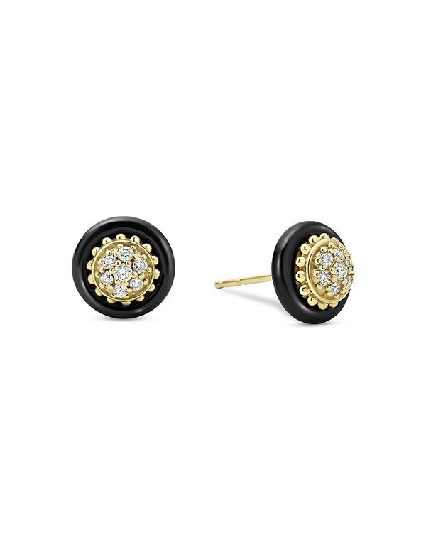 ラゴス レディース ピアス・イヤリング アクセサリー 18K Yellow Gold Caviar Diamond Cluster & Ceramic Frame Stud Earrings Gold/Black