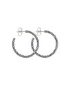 ラゴス レディース ピアス・イヤリング アクセサリー Beaded Thin Hoop Earrings Sterling Silver 28mm Silver