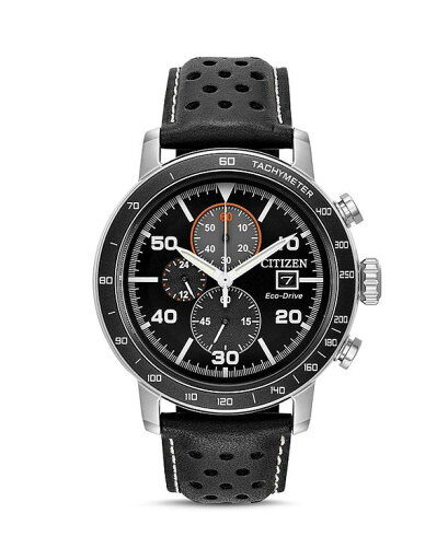 シチズン メンズ 腕時計 アクセサリー Men's Leather Strap Watch, 44mm Black シチズン メンズ 腕時計 アクセサリー Men's Leather Strap Watch, 44mm Black