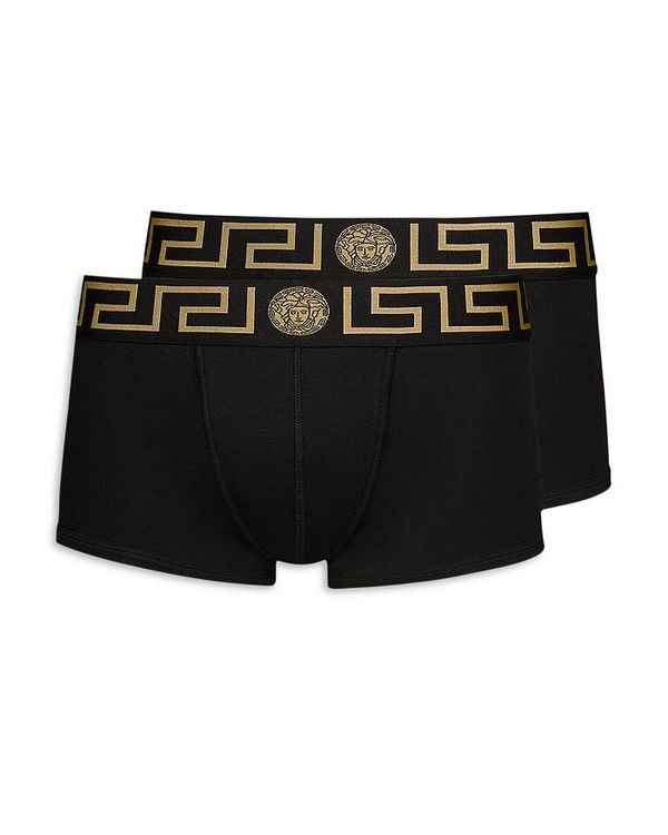 ヴェルサーチ メンズ ボクサーパンツ アンダーウェア Greca Border Trunks Pack of 2 Black Gold