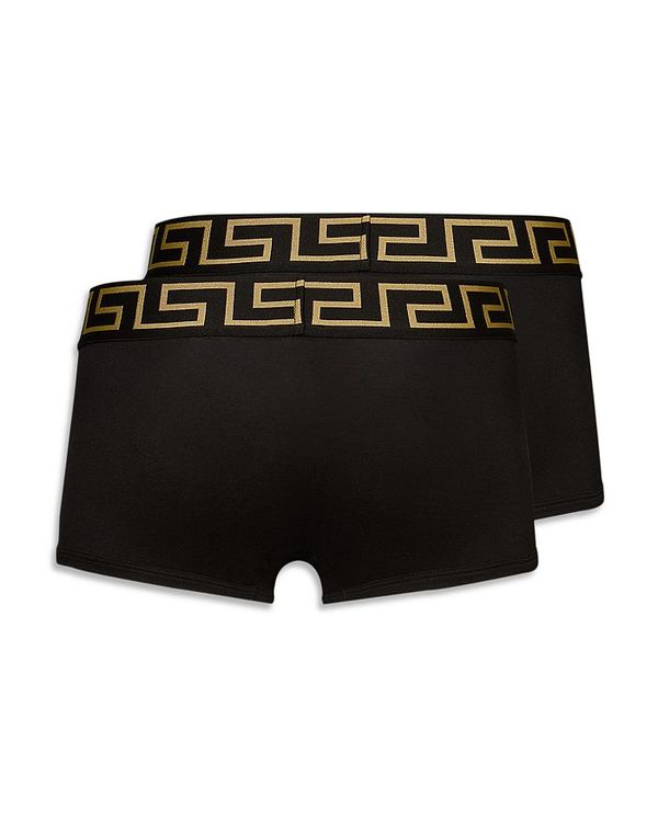 ヴェルサーチ メンズ ボクサーパンツ アンダーウェア Greca Border Trunks Pack of 2 Black Gold