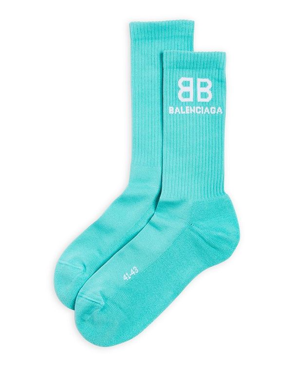 バレンシアガ メンズ 靴下 アンダーウェア Logo Tennis Socks Mint/White