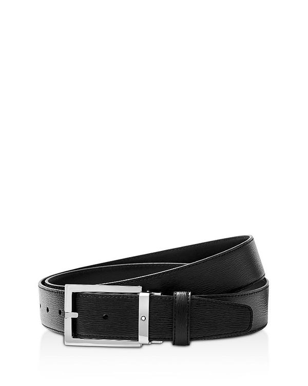 モンブラン メンズ ベルト アクセサリー Men's Rectangular Shiny Pin Buckle Belt Black