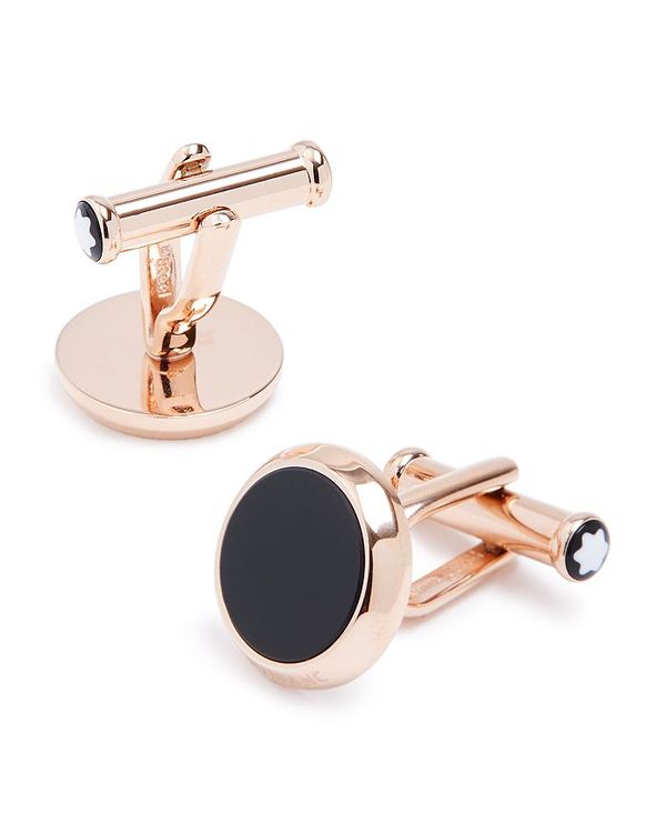 Montblanc カフス モンブラン メンズ カフスボタン アクセサリー Meisterstuck Rose Gold & Onyx Round Cufflinks Black