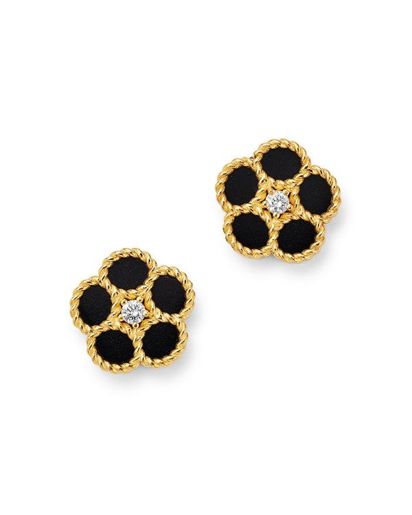 ロバートコイン レディース ピアス・イヤリング アクセサリー 18K Yellow Gold Daisy Diamond & Black Onyx Stud Earrings - 100% Exclusive Black/Gold