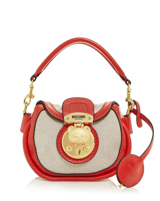 モスキーノ レディース ショルダーバッグ バッグ Canvas & Leather Top Handle Crossbody Red Multi