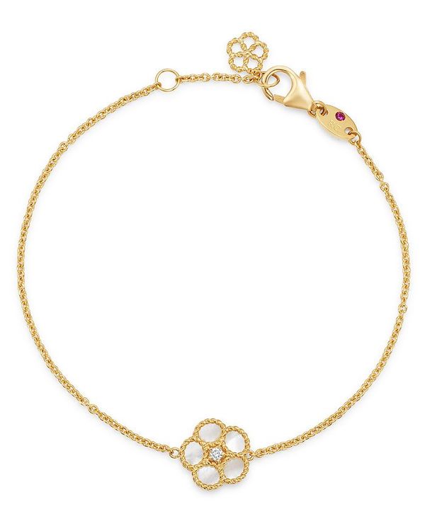 バングル ロバートコイン レディース ブレスレット・バングル・アンクレット アクセサリー 18K Yellow Gold Daisy Mother-of-Pearl & Diamond Chain Bracelet - 100% Exclusive White/Gold