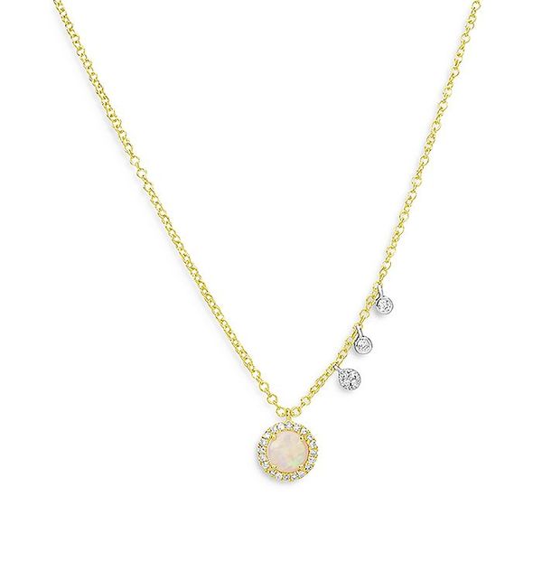 CeB fB[X lbNXE`[J[Ey_ggbv ANZT[ 14K Yellow & White Gold Diamond & Opal Necklace, 18