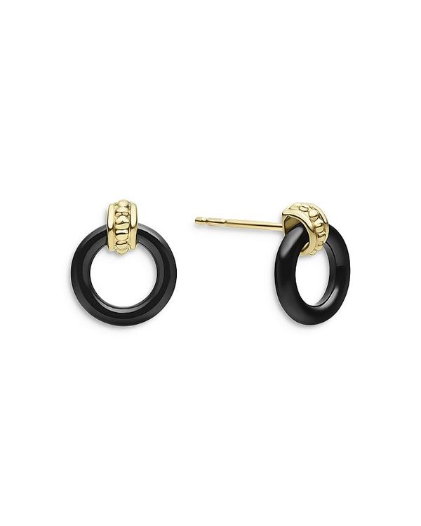 ラゴス レディース ピアス・イヤリング アクセサリー 18K Yellow Gold Caviar Black Ceramic Circle Drop Earrings - 100% Exclusive Black/Gold