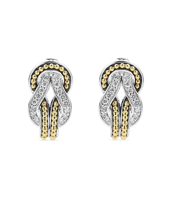 ラゴス レディース ピアス・イヤリング アクセサリー 18K Yellow Gold & Sterling Silver Newport Diamond Knot Large Omega Clasp Earrings Silver/Gold