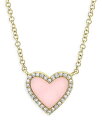 [ & hE fB[X lbNXE`[J[Ey_ggbv ANZT[ 14K Yellow Gold Pink Opal & Diamond Heart Pendant Necklace, 18