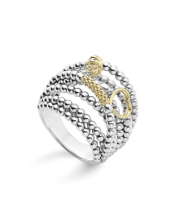 ラゴス レディース リング アクセサリー 18K Gold and Sterling Silver Domed Caviar Icon Multi Row Ring Silver/Gold