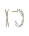 ラゴス レディース ピアス・イヤリング アクセサリー Sterling Silver & 18K Yellow Gold Caviar Lux Diamond Hoop Earrings Silver