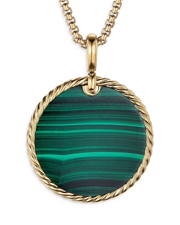 fCrbgE[} fB[X lbNXE`[J[Ey_ggbv ANZT[ 18K Yellow Gold DY ElementsR Disc Pendant with Malachite Silver