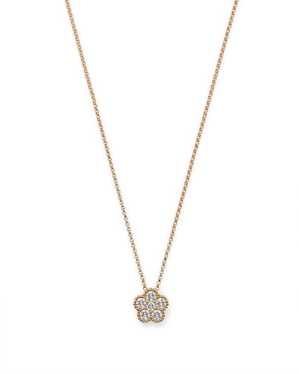 ロバートコイン レディース アクセサリー ネックレス・チョーカー・ペンダントトップ レース Roberto Coin 18K Yellow Gold Daisy Diamond Pendant Necklace 17