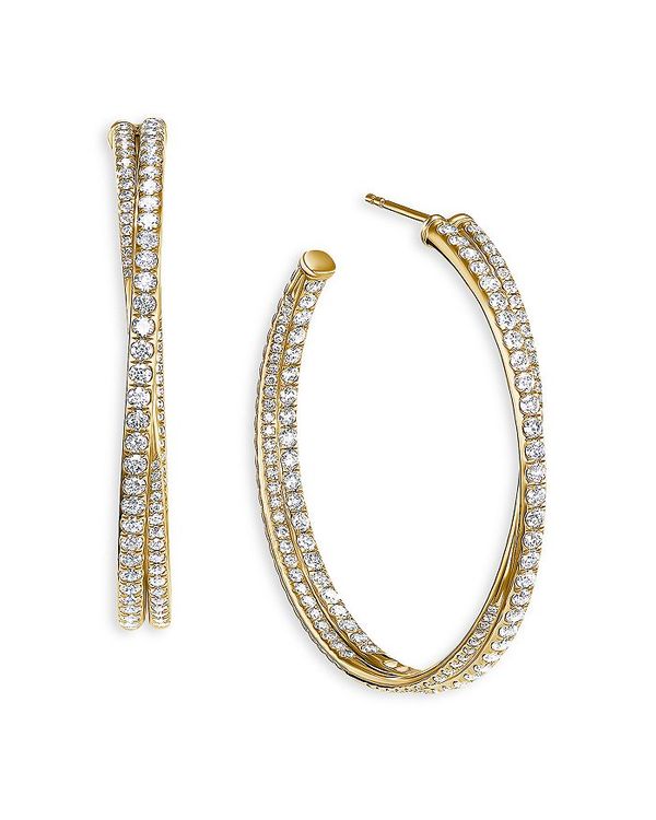 デイビット・ユーマン レディース ピアス・イヤリング アクセサリー 18K Yellow Gold Diamond Crossover Hoop Earrings Gold