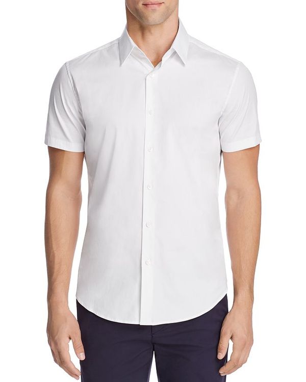 セオリー メンズ シャツ トップス Sylvain Wealth Short Sleeve Slim Fit Button-Down Shirt White