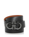 サルヴァトーレ フェラガモ メンズ ベルト アクセサリー Men's Double Gancini Leather Belt Nero