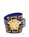 ヴェルサーチ メンズ ベルト アクセサリー Men's Medusa Buckle Woven Belt Blue/Versace Gold