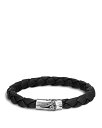 WEn[fB[ Y uXbgEoOEANbg ANZT[ Men's Bamboo Silver Black Woven Leather Bracelet Black