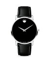 モバド モバド レディース 腕時計 アクセサリー Museum Classic Black Leather Strap Watch, 40mm Black