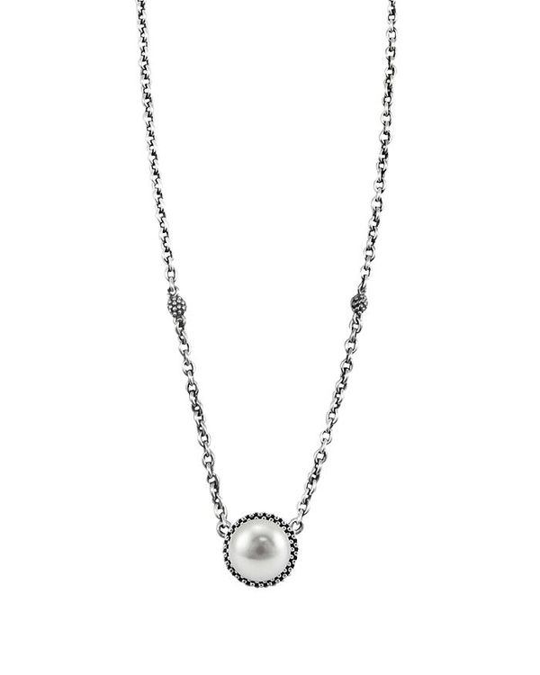 ラゴス レディース ネックレス・チョーカー・ペンダントトップ アクセサリー Luna Sterling Silver & Cultured Freshwater Pearl Pendant Necklace 16 White/Silver