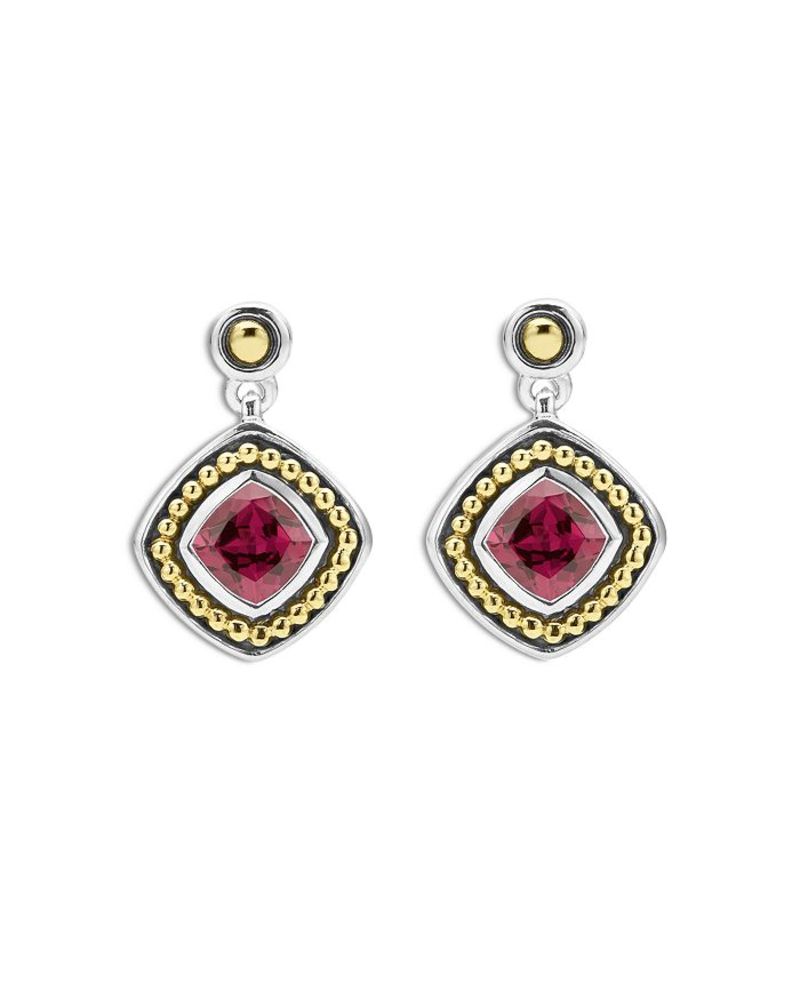 ラゴス レディース ピアス・イヤリング アクセサリー 18K Yellow Gold & Sterling Silver Caviar Color Rhodolite Garnet Drop Earrings Red/Silver