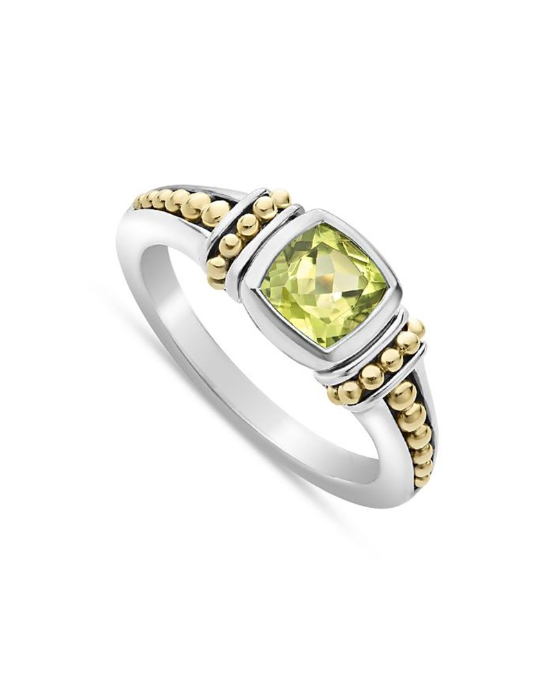 ラゴス レディース リング アクセサリー 18K Yellow Gold & Sterling Silver Caviar Color Peridot Ring Green/Silver