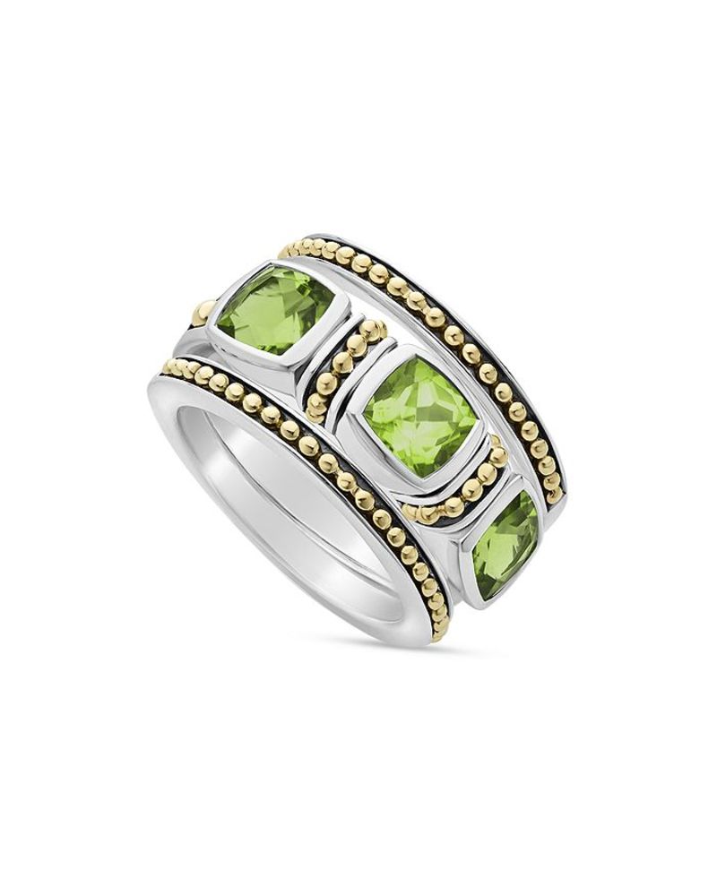 ラゴス レディース リング アクセサリー 18K Yellow Gold & Sterling Silver Caviar Color Peridot Beaded Ring Green/Silver