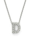 ロバートコイン レディース ネックレス・チョーカー・ペンダントトップ アクセサリー 18K White Gold "Love Letter" Initial Pendant Necklace with Diamonds, 16" D