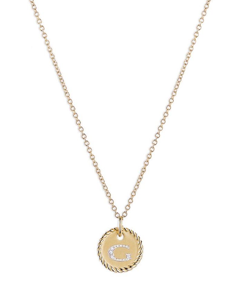 fCrbgE[} fB[X lbNXE`[J[Ey_ggbv ANZT[ Cable Collectibles Initial Pendant with Diamonds in Gold on Chain, 16-18