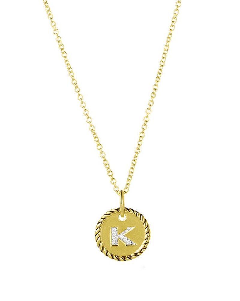 fCrbgE[} fB[X lbNXE`[J[Ey_ggbv ANZT[ Cable Collectibles Initial Pendant with Diamonds in Gold on Chain, 16-18