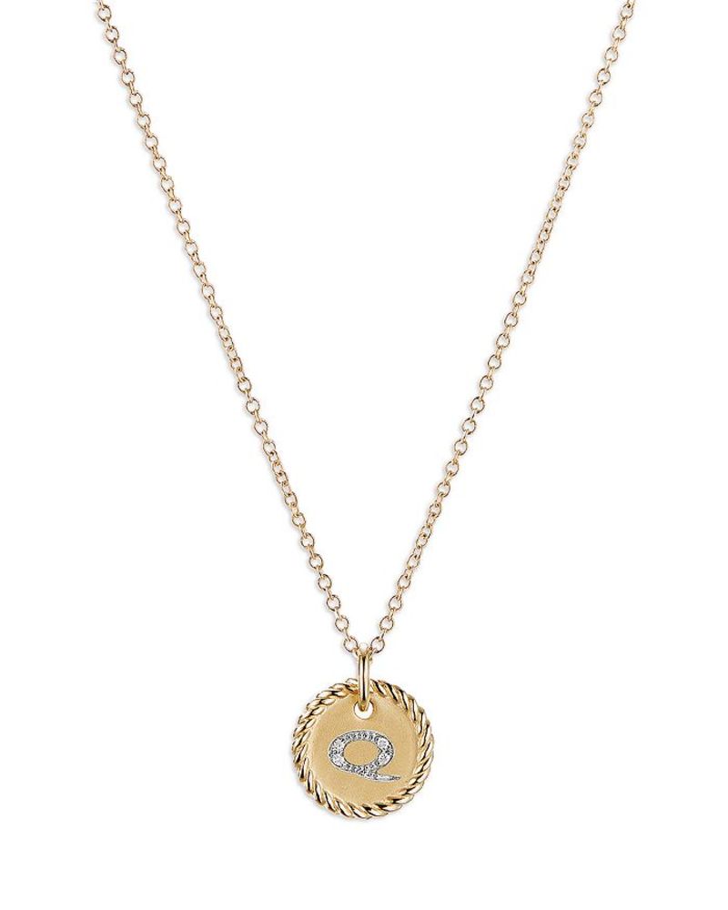 fCrbgE[} fB[X lbNXE`[J[Ey_ggbv ANZT[ Cable Collectibles Initial Pendant with Diamonds in Gold on Chain, 16-18