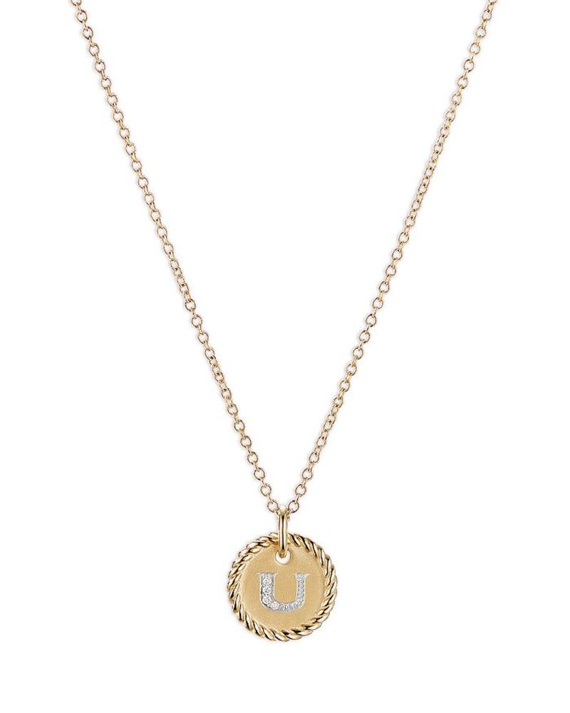 fCrbgE[} fB[X lbNXE`[J[Ey_ggbv ANZT[ Cable Collectibles Initial Pendant with Diamonds in Gold on Chain, 16-18