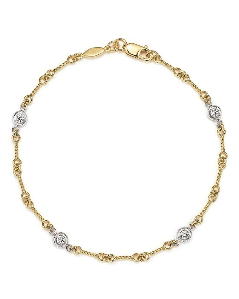 ロバートコイン レディース ブレスレット・バングル・アンクレット アクセサリー Roberto Coin 18K Yellow Gold and Diamond Station Bracelet Gold