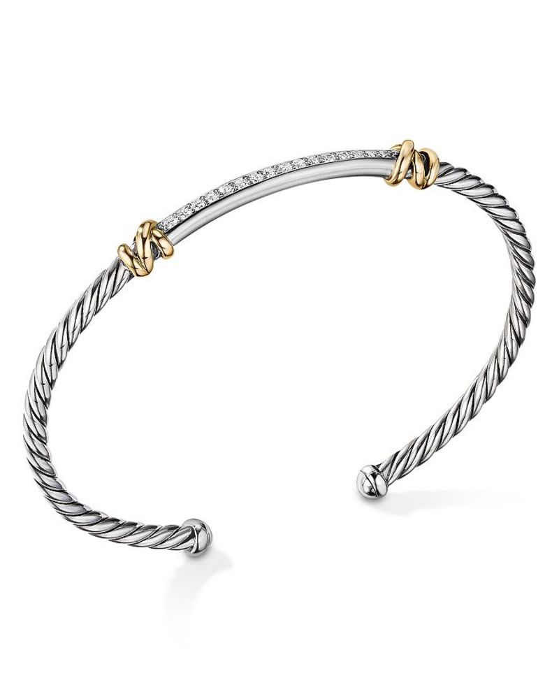 デイビット・ユーマン レディース ブレスレット・バングル・アンクレット アクセサリー Sterling Silver Petite Helena Two Station Wrap Bracelet in 18K Yellow Gold with Diamonds Silver