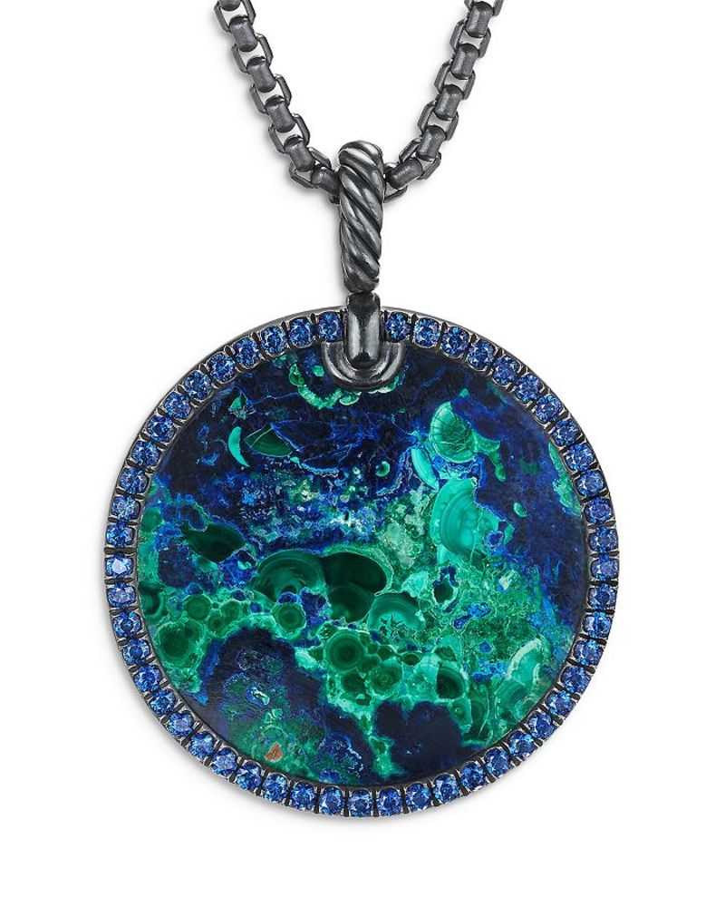 デイビット・ユーマン レディース ネックレス・チョーカー・ペンダントトップ アクセサリー Sterling Silver DY ElementsR Artist Series Disc Pendant with Azurite & Blue Sapphires Multi