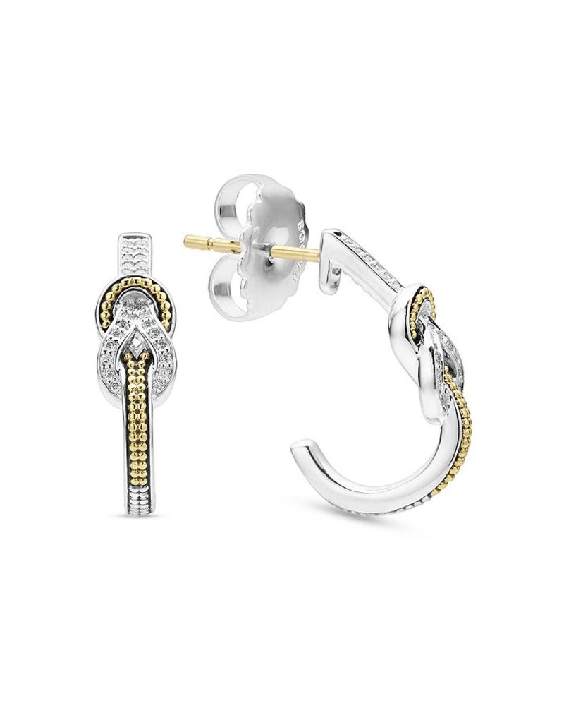 ラゴス レディース ピアス・イヤリング アクセサリー 18K Yellow Gold & Sterling Silver Newport Diamond Knot Half Hoop Earrings Silver/Gold