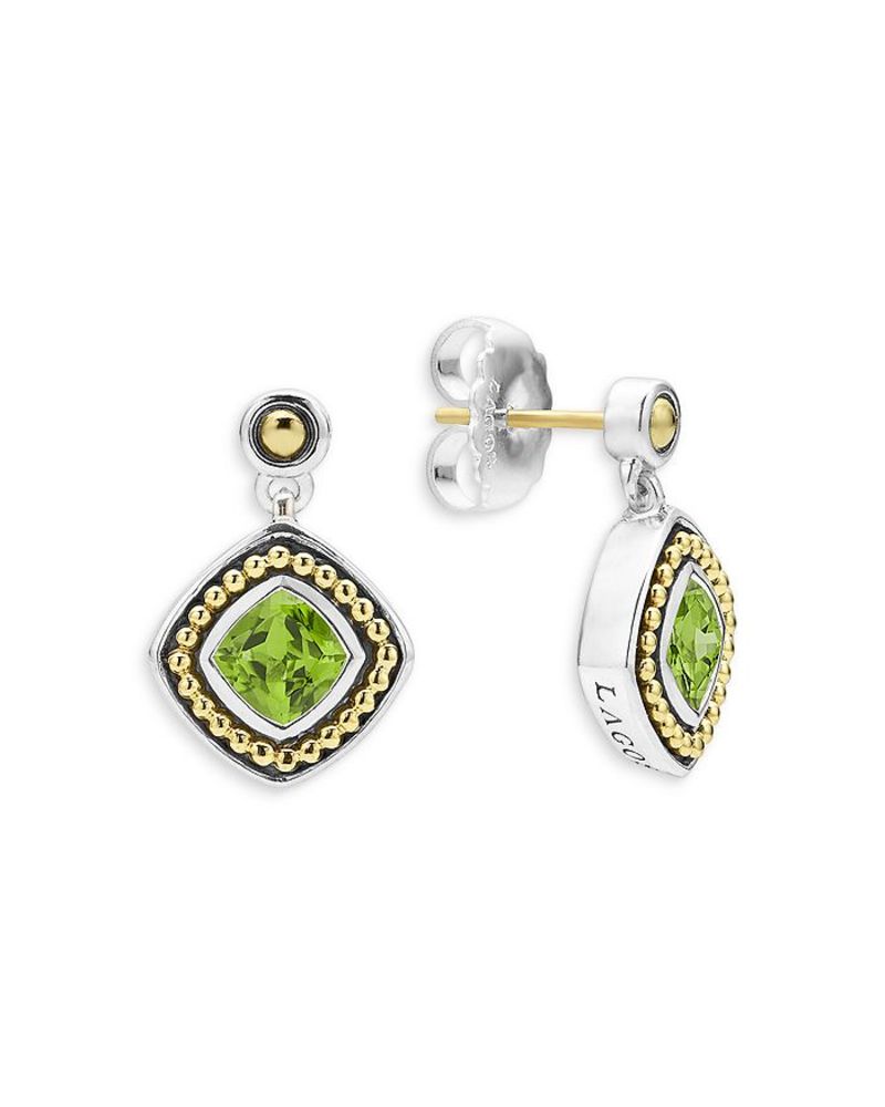 ラゴス レディース ピアス・イヤリング アクセサリー 18K Yellow Gold & Sterling Silver Caviar Color Peridot Drop Earrings Green/Silver