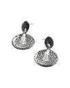 ジョン・ハーディー レディース ピアス・イヤリング アクセサリー Sterling Silver Classic Chain Black Sapphire & Black Spinel Pave Disc Drop Earrings Black/Silver(4)