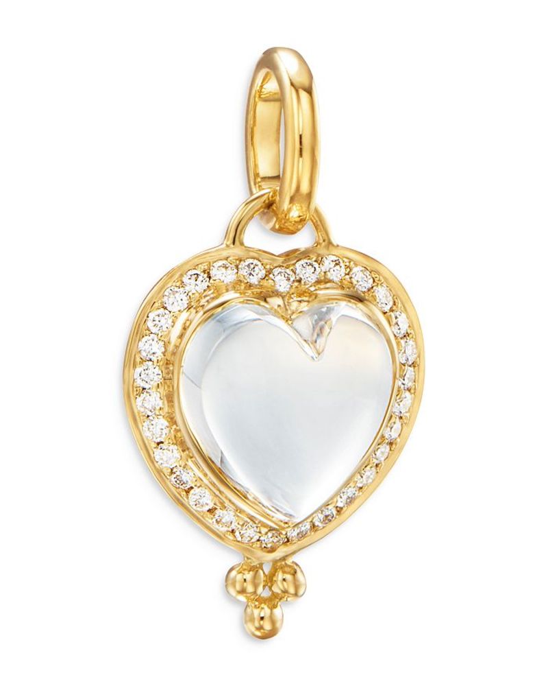ev Zg NA fB[X lbNXE`[J[Ey_ggbv ANZT[ 18K Rock Crystal & Diamond Heart Pendant Gold