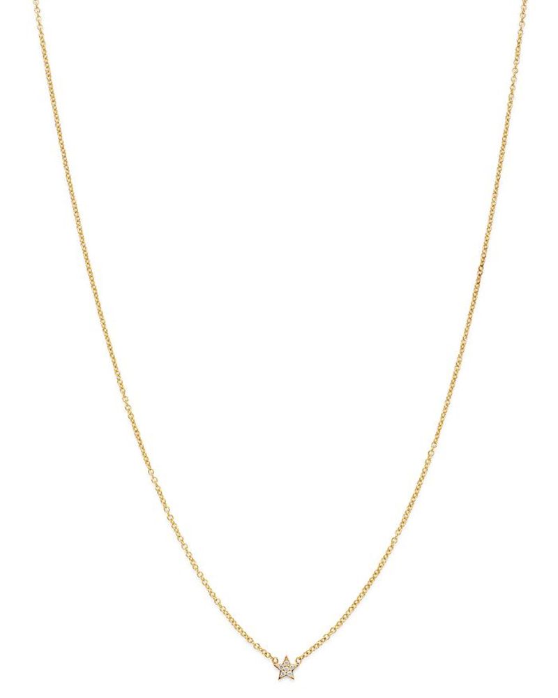 ]C`bR fB[X lbNXE`[J[Ey_ggbv ANZT[ 14K Yellow Gold Itty Bitty Diamond Star Pendant Necklace, 16