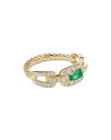 デイビット・ユーマン レディース リング アクセサリー Stax Chain Link Ring in 18K Yellow Gold with Pave Diamonds and Emerald Gold/Green