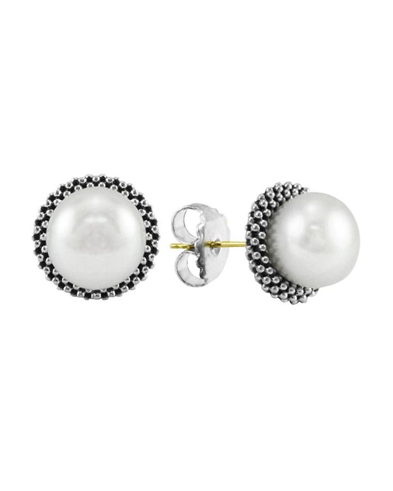 ラゴス レディース ピアス・イヤリング アクセサリー Sterling Silver Luna Pearl 8mm Stud Earrings White/Silver