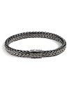 ジョン・ハーディー メンズ ブレスレット・バングル・アンクレット アクセサリー Men's Sterling Silver Medium Flat Classic Chain Bracelet Black/Silver